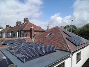 16 x Panasonic 240W solar panels on pitched roof and flat roof